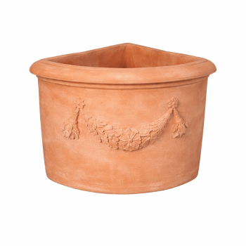 Angoliera festonata – klassischer, verzierter Eck-Wandtopf aus Impruneta-Terracotta